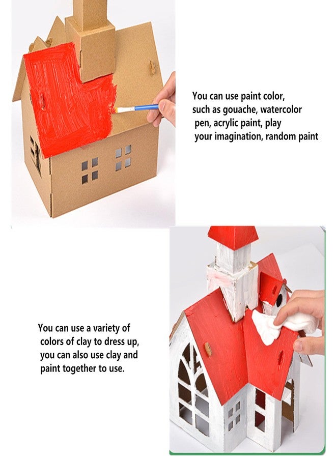 alfyng 3PCS Unfinished Cardboard Christmas Tree House Art and Craft House for Boy and Girls DIY Cookies Gingerbread DIY Crafts Cardboard Building Project for Children to Build& Paint Xmas Decor - Image 3